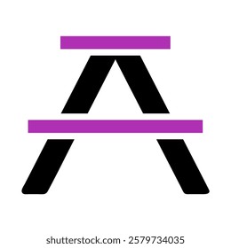 Stylized Picnic Table Icon with Purple Accents Design