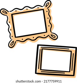 Stylized picture frame icon. Baguette. Photo frames. Baguette workshop. Vector artist.