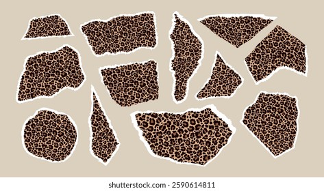 Сollection of stylized pieces of paper with a leopard print