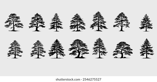 Stylized Pine Tree Silhouette for Logos and Branding