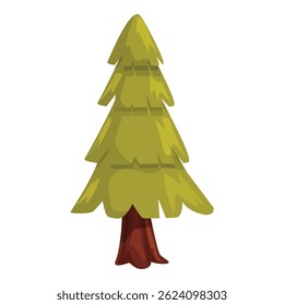 Stylized pine tree with a thick trunk and lush green needles, evoking feelings of tranquility and the beauty of nature