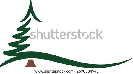  Stylized Pine Tree and Wave Graphic