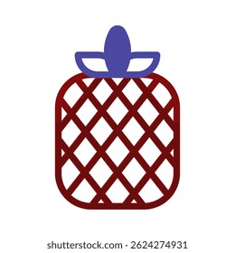 Stylized Pineapple Fruit with Geometric Pattern and Contrasting Color Scheme