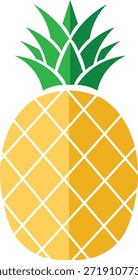 Ilustración estilizada de piña con una corona de hojas verdes y cuerpo amarillo