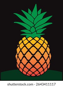 Stylized Pineapple Vector with Gradient Colors