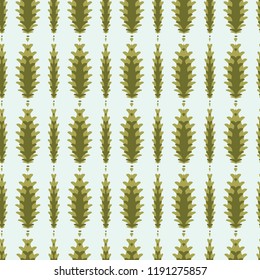 Stylized Pinecone Stripes Seamless Vector Pattern Background, Seasonal Illustration of Green Fir Pine Seeds for Fashion Prints Home Decor, Christmas Stationery, Festive Packaging, Wrapping, Backdrops