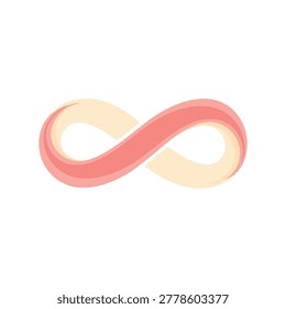 A stylized pink and beige infinity symbol on a white background, representing eternity and limitless possibilities.
