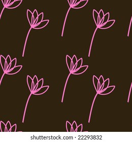 Stylized pink flowers on brown background