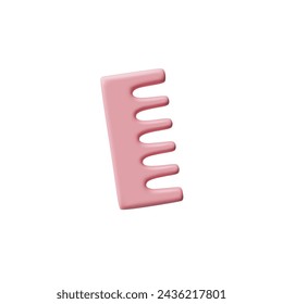 Stylized pink hair comb with wide teeth. Vector illustration of a haircare tool, perfect for fashion and grooming themes.