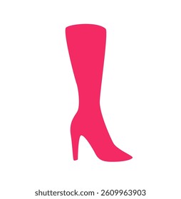 Stylized pink high heel boot in a modern silhouette, perfect for fashion design, advertising, or minimalist icons. Isolated on a white background, clean and bold.
