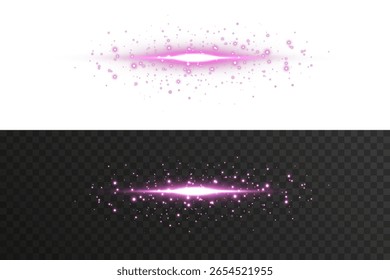 Stylized pink neon light bar with horizontal glow, isolated on white. Designed for energetic user interfaces, high-tech elements, digital light compositions, or vaporwave-style design assets