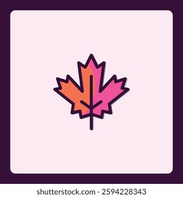 Stylized pink and orange leaf icon with black borders and modern design