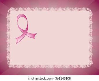 Stylized pink support ribbon on abstract background.