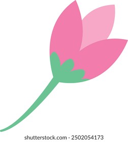 Ilustración de tulipán rosa estilizado con tallo verde.