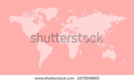 Stylized pink world map with clean layout and soft tones, ideal for global themes, education, travel, branding, awareness campaigns, or minimalist design.