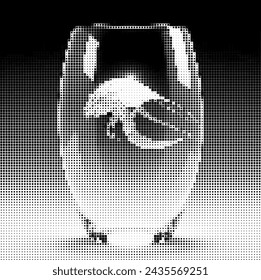 Stylized pixel art of a cloud in a glass.