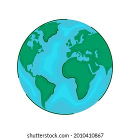 stylized planet Earth view from space. Globe and world map in modern linear style. vector illustration isolated on white background