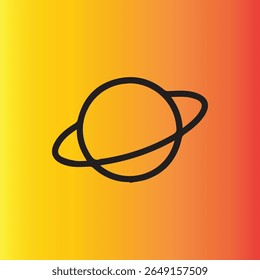 Stylized planet icon with orbiting ring against a warm gradient background evoking a sense of cosmic wonder and simple design.