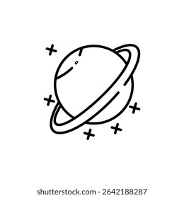 Stylized Planet Illustration With Orbit Ring And Starry Accent