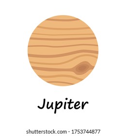 Stylized planet Jupiter isolated cartoon image. Astronomic logo image.