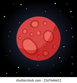 Stylized planet Mars isolated cartoon image. Astronomic logo image. Media glyph icon