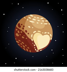 Stylized planet Pluto isolated cartoon image. Astronomic logo image. Media glyph icon