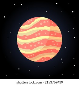 Stylized planet Venus isolated cartoon image. Astronomic logo image. Media glyph icon