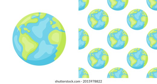 Stylized planets Earth abstract seamless space pattern background. Solar system planets children wallpaper texture tile.
