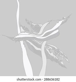 Stylized plant, stripes, spots, waves. Hand drawn.