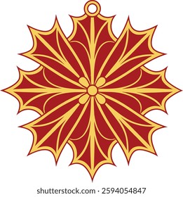 Stylized Poinsettia Vector, Red and Yellow, High-Quality Christmas Design for Holiday Illustrations