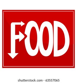 Stylized pointy road sign for food
