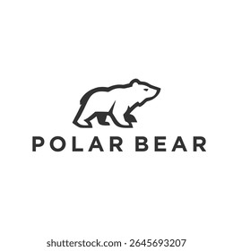 stylized polar bear line art design. Geometric minimalist ice bear logo icon with ice mountain.