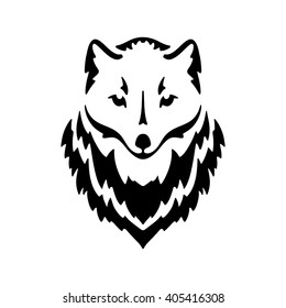 Stylized polar fox head. Silhouette of polar fox head for tattoo or stencil.