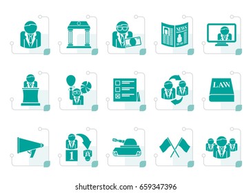 Stylized Politics, Election And Political Party Icons - Vector Icon Set