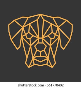 Stylized polygonal dog head.Vector geometric illustration. Simple line design.  Contemporary logo icon 