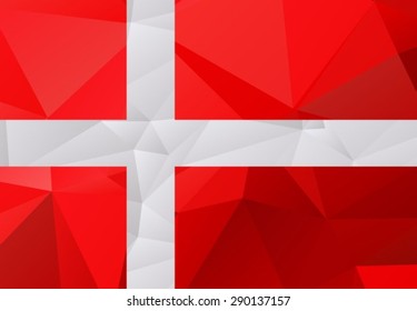 Stylized polygonal flag of Denmark isolated on a white background.
