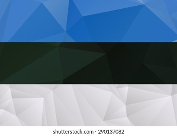 Stylized polygonal flag of Estonia isolated on a white background.