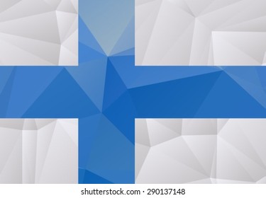 Stylized polygonal flag of Finland isolated on a white background.