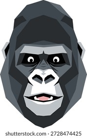 Stilisierte polygonale Gorilla-Kopfgrafik mit modernem geometrischem Design auf Schwarz