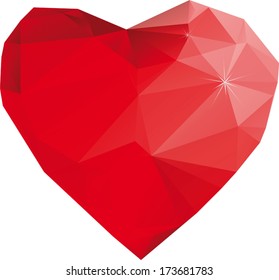 Stylized polygonal red vector heart