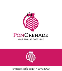 stylized pomegranate in a grenade shape logo for business, organization or website