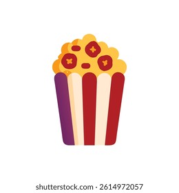 Stylized Popcorn Box Illustration: Cinema, Fun, and Entertainment