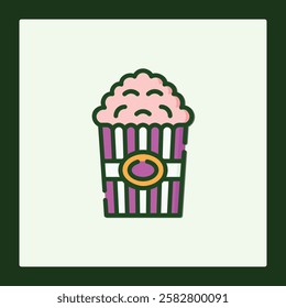 Stylized Popcorn Icon in Box: Vector Graphic