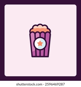 Stylized popcorn icon illustration in vector format for graphic design