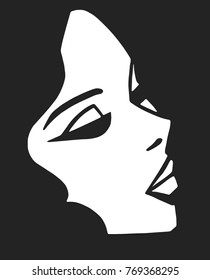 Stylized portrait of beautiful model in black and white