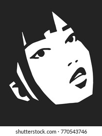 Stylized portrait of beautiful model in black and white