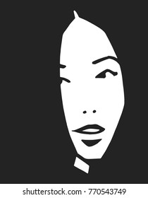 Stylized portrait of beautiful model in black and white