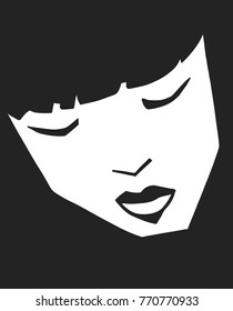 Stylized portrait of beautiful model in black and white