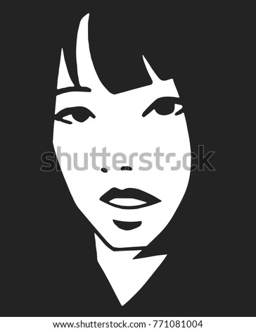 Stylized portrait of beautiful model in black and white