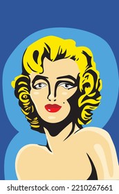 Stilvolles Portrait der blonden Frau im abstrakten Pop-Art-Stil.